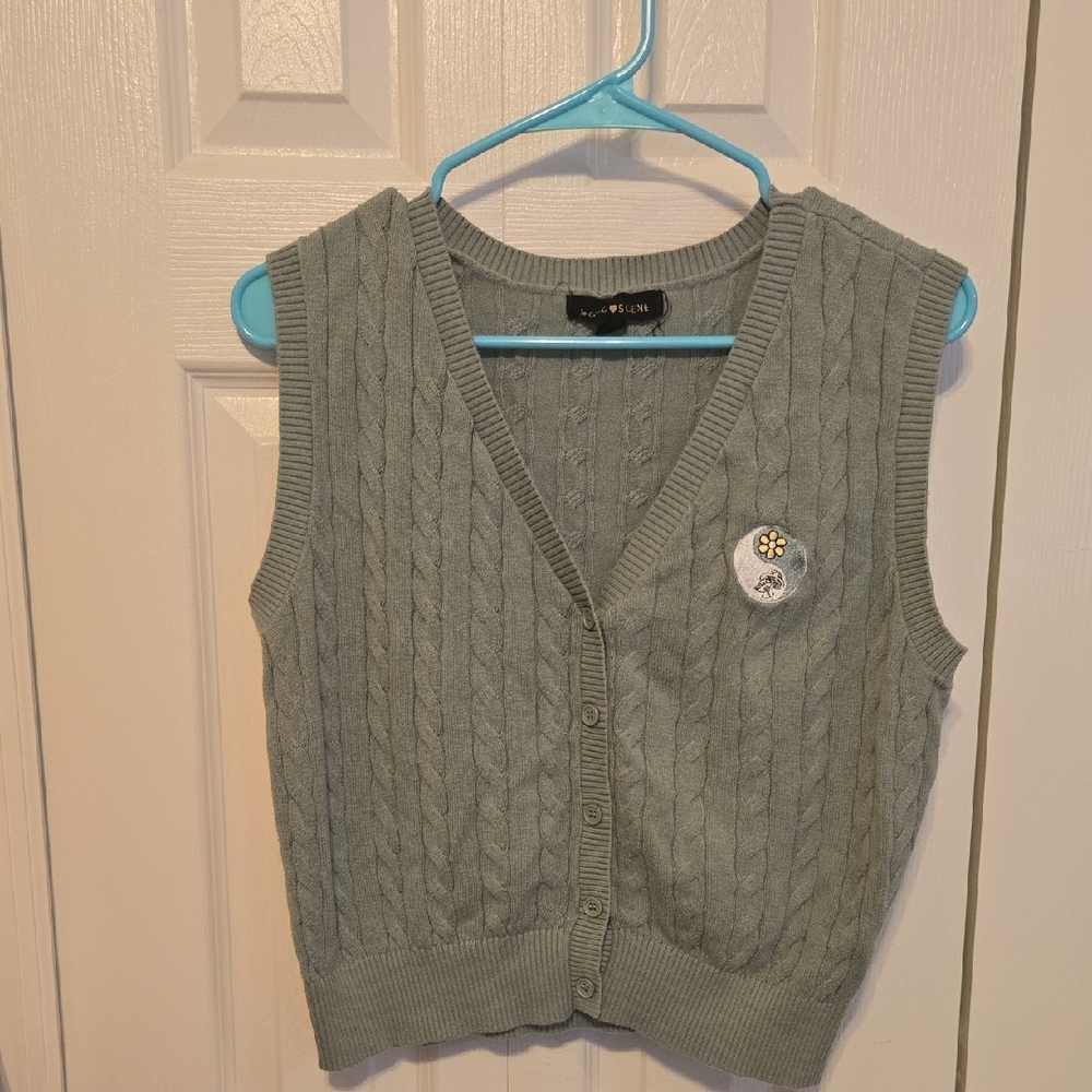 Social Scene Gray Cable Knit Cardigan